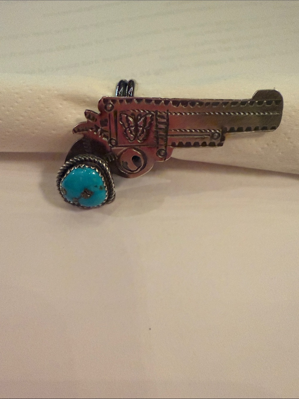 Turquoise Tim Yazzie Revolver Native Sterling